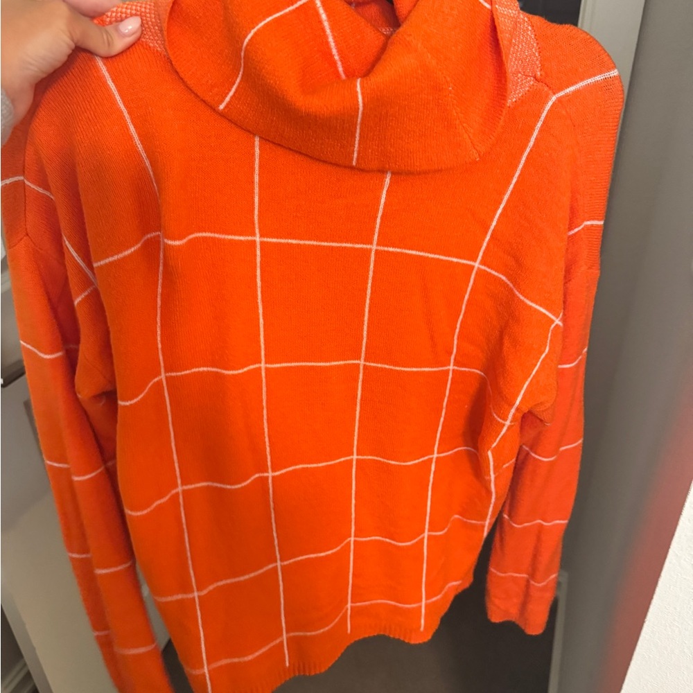 Orange Grid Pattern Sweater